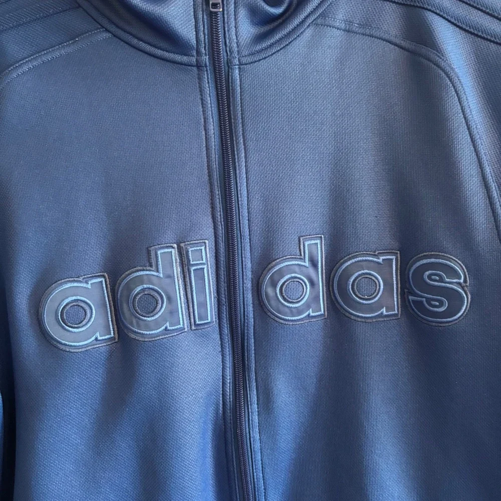 Vtg Adidas Mens Blue Full Zip Track Jacket Y2K Logo Oversized Large Streetwear